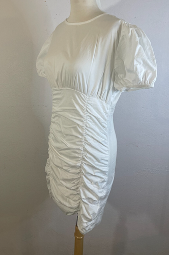 ""BOOHOO Mini Dress Women Size 8 White Puffed Sleeves""" - Picture 3 of 8