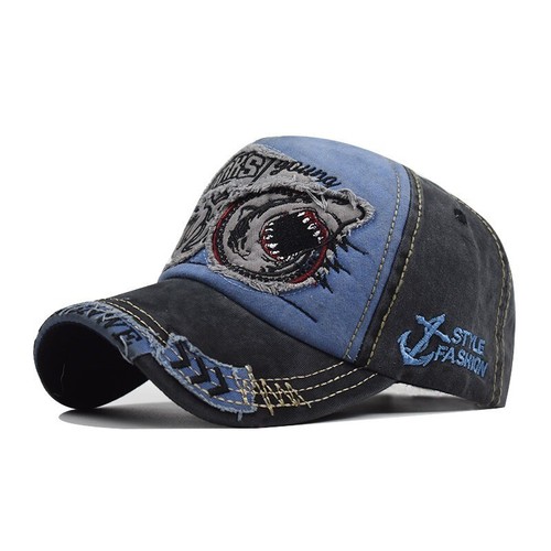 3D Hai Herren Damen Baseball Cap Distressed Snapback Sport Hip-Hop Baumwolle Mütze - Bild 10 von 30