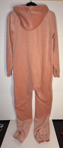 OnePiece Original Jumpsuit Pink Velour Unisex XS Full Zip Hooded Footless EUC - Bild 2 von 7