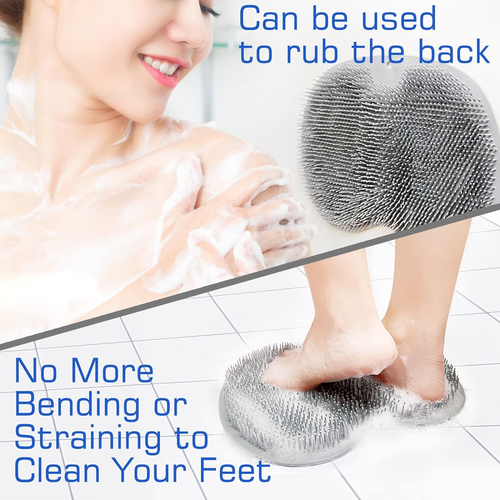 Shower Foot Scrubber Mat Back Washer Exfoliating Bath Wash Pad Wall Mounted Slip - Picture 3 of 12