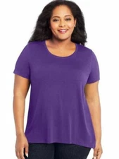Just My Size Women's Pleat Back Hi-Lo Hem Top, Tourmaline/Purple, Size 5x - New!