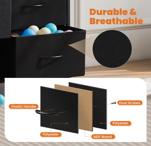 Dresser for Bedroom with 8 Storage Drawers, Tall Large Fabric Storage Organizer - Picture 4 of 7