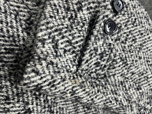 Vintage Dash wool coat long tweed houndstooth herringbone black white gray 44 - Picture 7 of 9