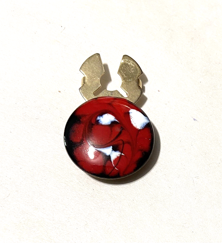 Golfballmarker, Druckknopfabdeckung, Knopfabdeckung, Emaille auf Kupfer, rot weiß schwarz - Bild 3 von 4