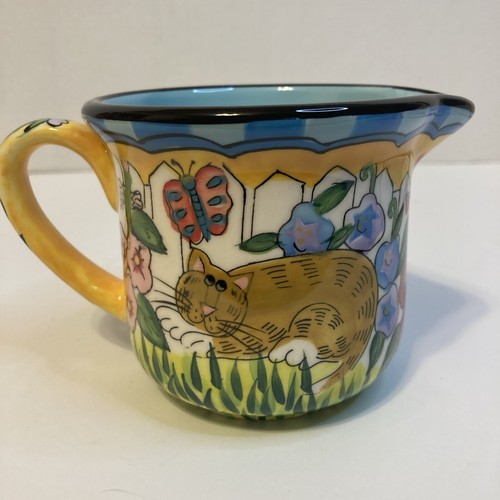 Catzilla by Candace Reiter Creamer w/Tuxedo & Tabby Cats Flowers Garden Fence - Picture 3 of 9
