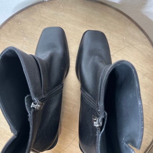 Paul Green Ankle Boots 8 Square Toe Block Heel Zip Leather Casual Black Nirvana - Picture 6 of 9