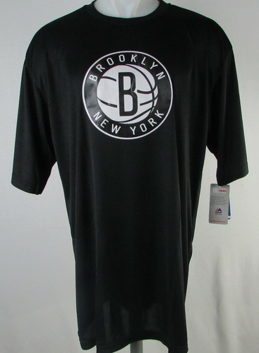 Brooklyn Nets NBA Majestic Men's Black Activewear Short Sleeve Shirt - Picture 1 of 7