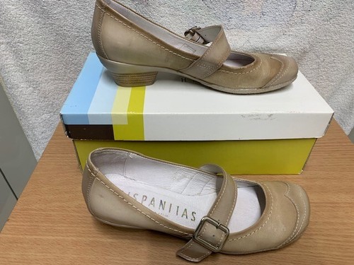 Hispanitas Mary Jane Astore Taupe Leather Low Heel Shoes Size UK 5 (38) - Picture 2 of 10