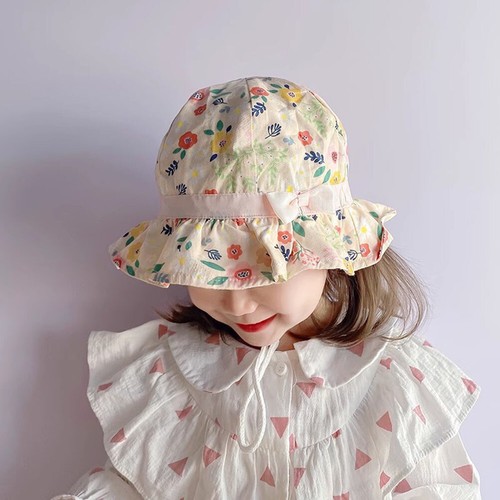 Baby Girls Summer Bucket Hat Kids Anti-UV Wide Brim Garden Beach Play Sun Hats - Picture 7 of 20