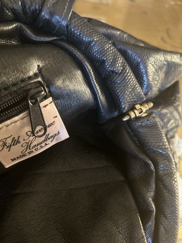Vintage 80er Fifth Avenue Handtaschen Crossbody schwarz Krokoleder Tasche Patchwork ~ schön - Bild 7 von 15