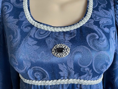 Medieval Costume Handmade Quality Navy Blue & Silver Trim Dress Cos Play Size 16 - Picture 4 of 13