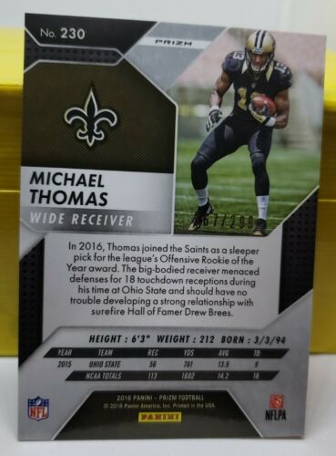 2016 Panini Prizm Michael Thomas Rookie Refractor Orange #'d 267/299 RC Clean - Picture 2 of 2