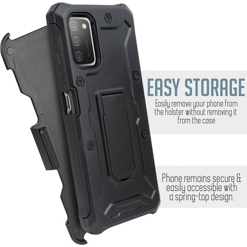 For Samsung Galaxy A02S Case Holster Belt Clip Stand Shockproof + Tempered Glass - Picture 7 of 43
