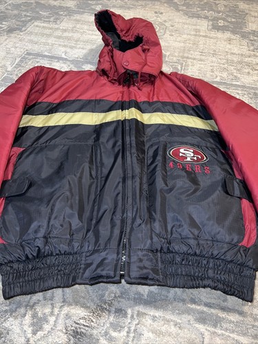 Nuevo sin etiquetas Abrigo acolchado vintage de jugador profesional de San Francisco 49ers para hombre talla grande de fútbol americano - Imagen 3 de 10