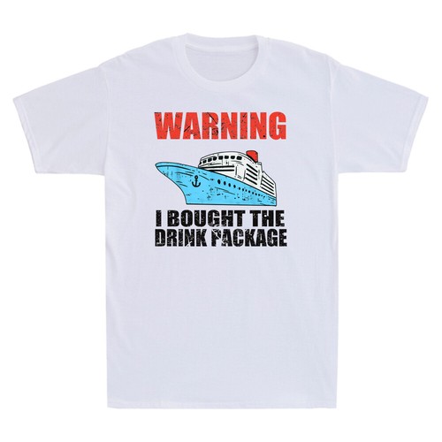 Warning I Bought The Drink Package Funny Cruise Lover Gift Vintage Men's T-Shirt - Picture 3 of 4