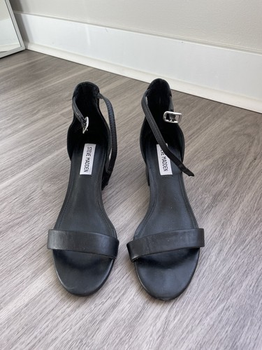 steve madden irenee black leather block heels size 6.5 | eBay