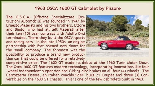 1963 OSCA 1600 GT cabriolet di Fissore modello in scala 1:43 di Esval Models - Foto 9 di 9