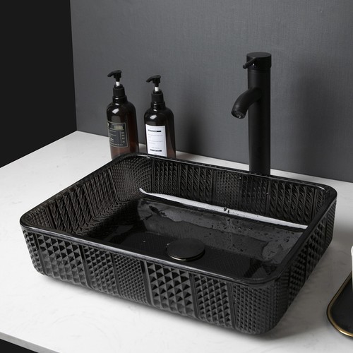 Bathroom Vessel Sink Drain Faucet Basin Vanity Glass Bowl Combo Up Chrome - Picture 62 of 80