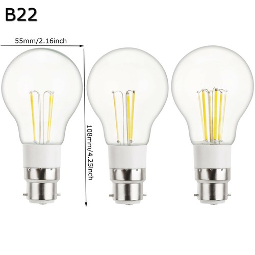 A55 Led Filament Globe Light Bulb Glass Ac85-265v dc12v Screw bayonet 3w E27 b22 - Picture 3 of 15