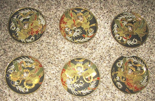 Extremely rare  artist signed Japanese Satsuma Gold Dragon  complete Tea Set. - Picture 2 of 13