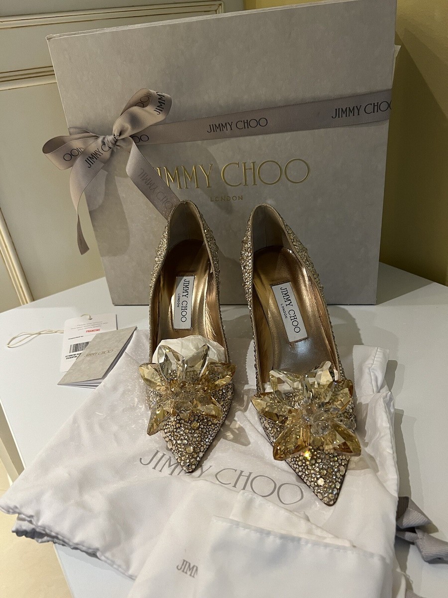 Jimmy Choo Alia Crystal Covered Pointy Toe Pumps 💯% Authentic
