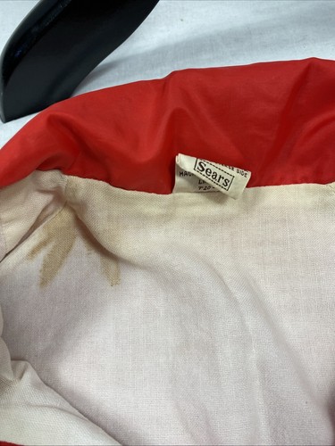 Cortavientos a presión vintage Sears para hombre talla grande o XL ver medidas rojo - Imagen 7 de 7