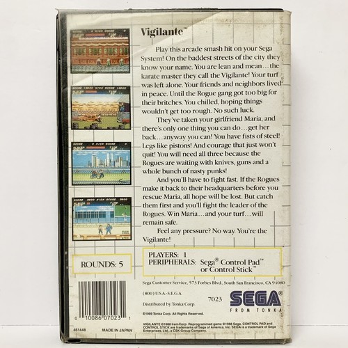 Vigilante Sega Master System, 1988) CIB Complete w/ Manual TESTED - Picture 2 of 3