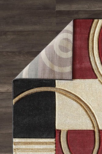 Soft 5x7 Dark Red Area Rug - Contemporary Non-Slip Floor Carpet for Living Rooms - Picture 7 of 8