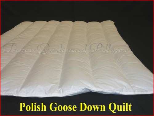 1 KING QUILT /DUVET NEW -WALLED & CHANNELLED- 90% POLISH GOOSE DOWN - 3 BLKS - Picture 1 of 1