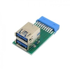 Dual USB 3.0 Female to 19Pin Header Box Adapter for PC Motherboard