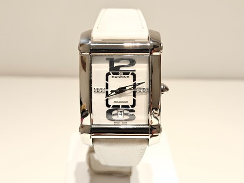 RETRO RECTANGLE LUXURY SWISS MEN'S LADIES ST.STEEL QUARTZ WATCH "CANDINO"DIAMOND - Picture 2 of 11