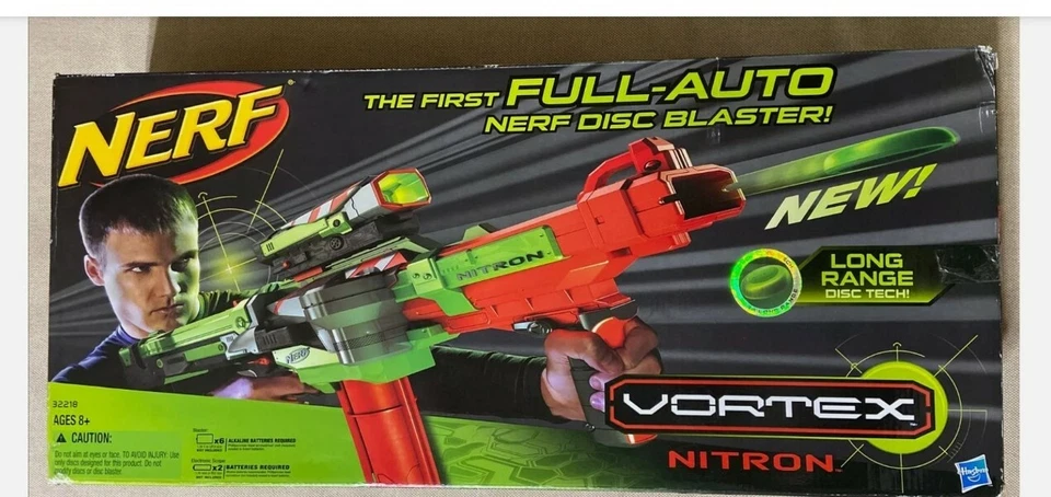 NERF VORTEX NITRON FULL AUTO DISC BLASTER WITH SCOPE NEW IN BOX #32218 Motorized - Image 2 of 3