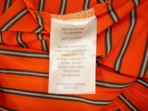 FootJoy Mens L Short Sleeve Orange Gray Stripe Polo Golf Shirt - Picture 7 of 7