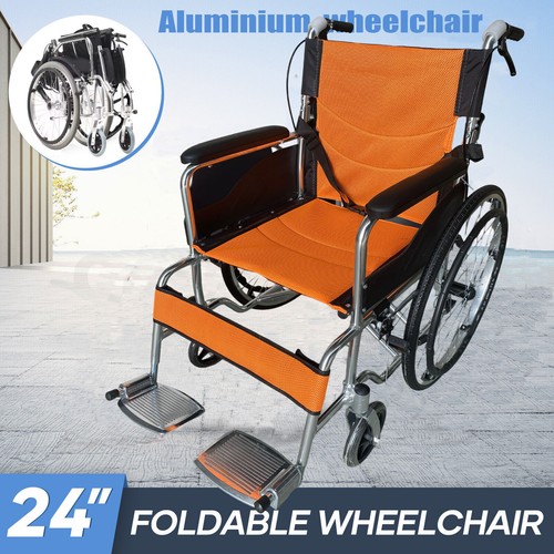 Portable Folding Manual Wheelchair Self Propelled Aluminum Alloy 24" Wheel Chair - Picture 15 of 15