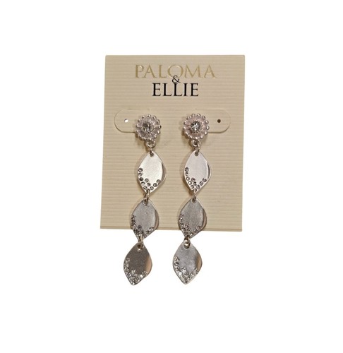 Paloma & Ellie Women's Trendy Matte Silver Plated Rhinestone Earrings NWT - Picture 3 of 4