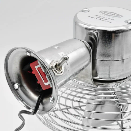 NEW Heavy-Duty Adjustable Metal Fan 12V Chrome Finish 2-Speed 10ft Power Cord - Picture 4 of 4