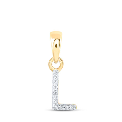 10K Yellow Gold Womens Round Diamond L Initial Letter Pendant .02 Cttw - 第 1/2 張圖片