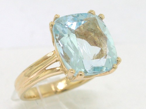 Anillo Aguamarina 750 Oro Amarillo 18Kt Aguamarina Facetada Natural 8,85ct - Imagen 2 de 6