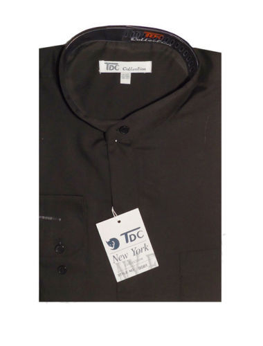 Mens' mandarin collar ( banded collar) dress shirt Fotino Landi/TDC SG01 - Picture 3 of 28