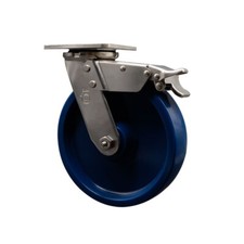 8 Inch 316SS Solid Polyurethane Swivel Caster with Ball Bearing and Brake SCC