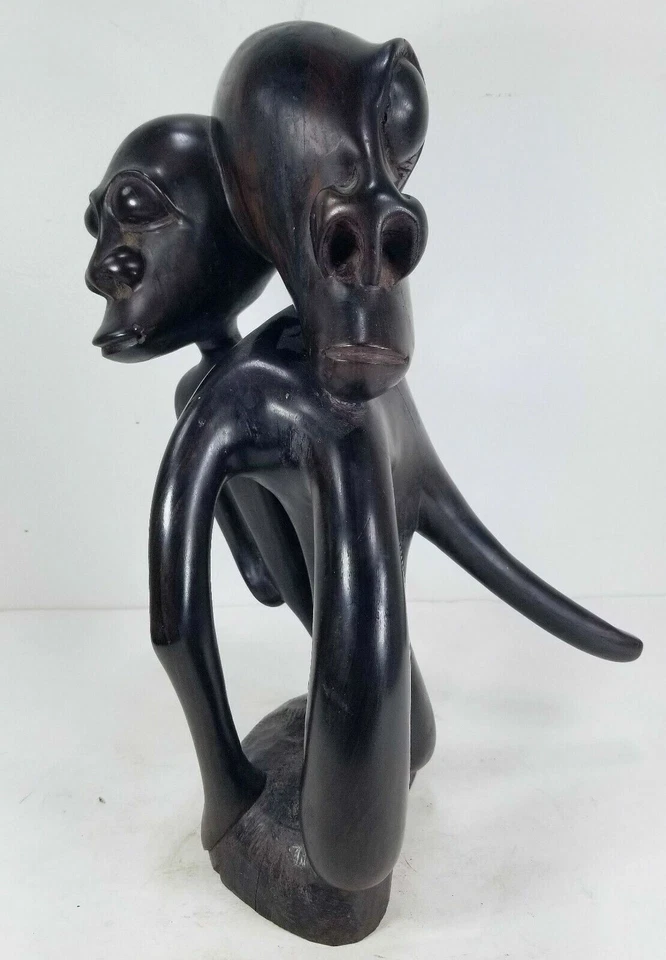 Винтажная абстрактная модернистская сюрреалистическая африканская скульптура середины века из черного дерева MCM - Изображение 2 из 4
