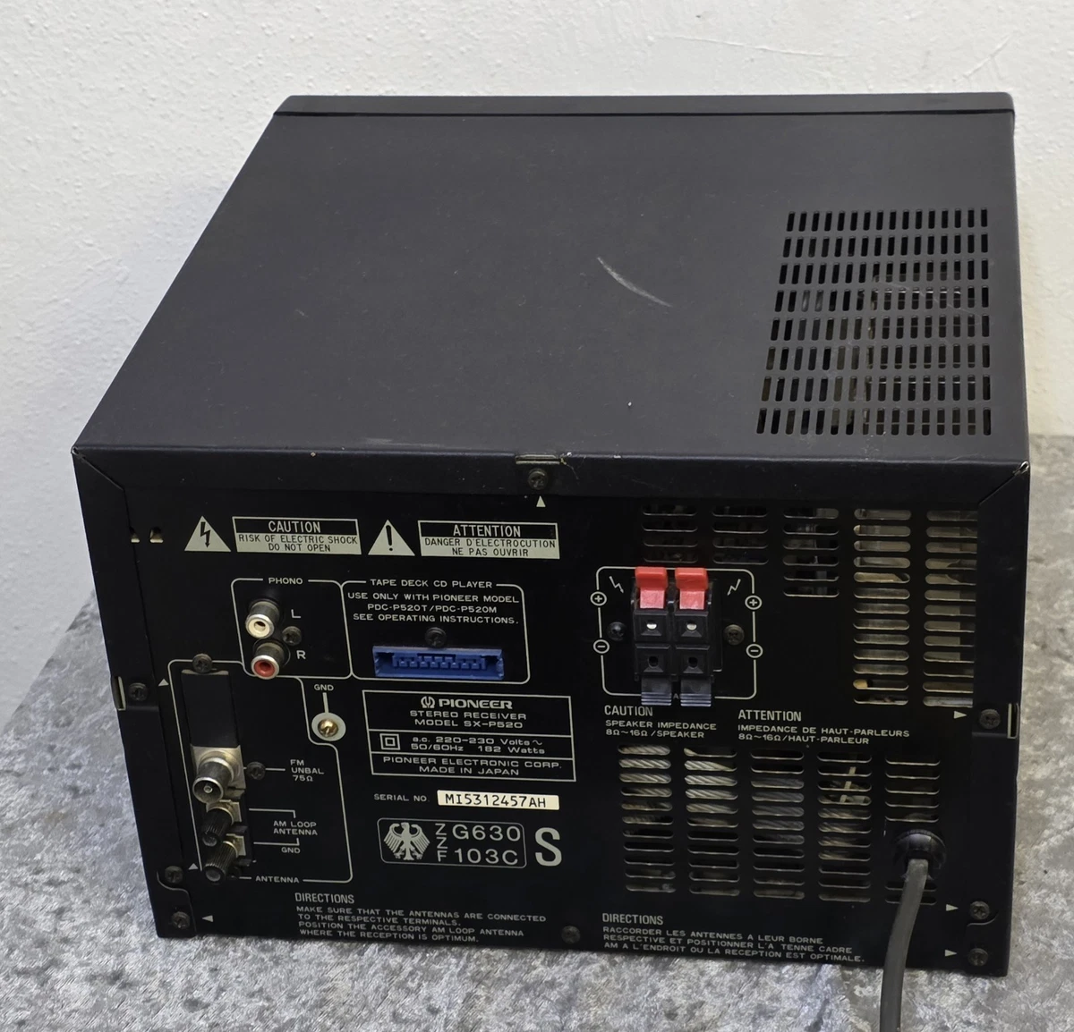 Pioneer SX-P520 Stereo Receiver Synthesizer Tuner 