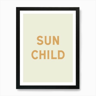 Sun Child - Good Vibes Typografie Q gerahmtes Wandbild Poster Leinwanddruck Bild
