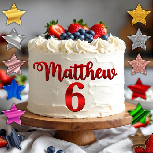 Personalisierte Acryl Kuchen Anhänger oben Name & Alter Größen 7,6 cm 10,2 cm - Bild 13 von 27
