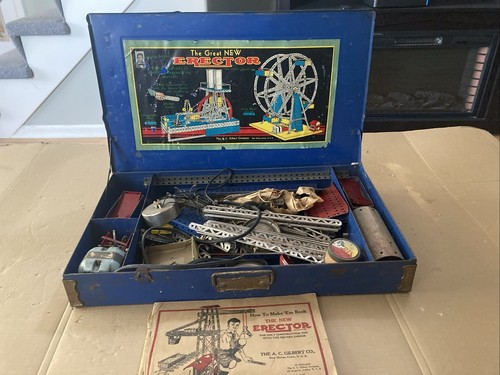 Vintage Erector Set No. 8 1/2 A.C. Gilbert Co. Ferris Wheel/Case - Electromagnet