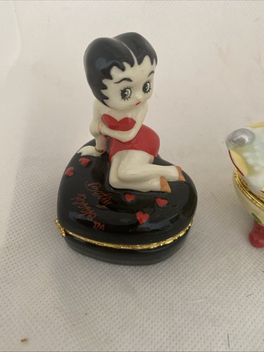Lotto di 2 scatole portagioie Betty Boop vintage da collezione - Foto 2 di 10