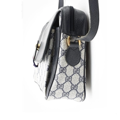 👑Selten! Vintage GUCCI GG Sherry Shoulder Bag Purse Dark Navy Black w/COA EUC👑 - Bild 6 von 16