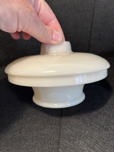 2 VTG Custard Glass Uranium Lamp Slip Shade Ceiling Light Art Deco GLOW! - Picture 3 of 13