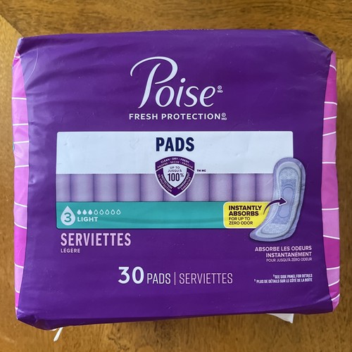 Poise Pads Regular Length 3 Light Absorbency 3 in 1 Bladder Protection 30 ct - Picture 1 of 6