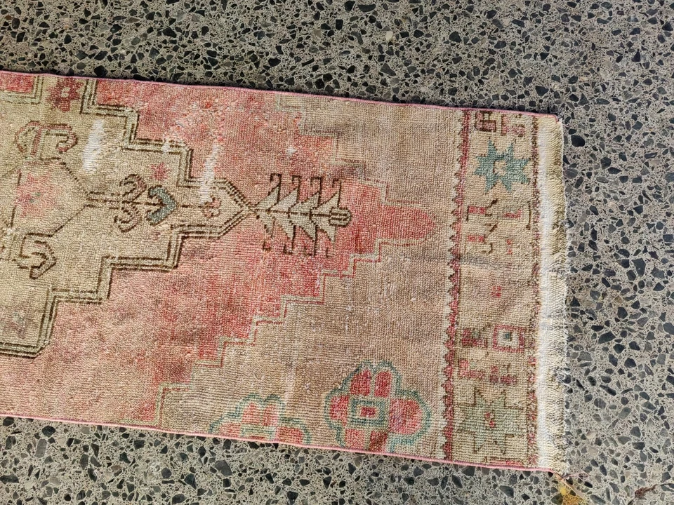 2.1x8.5 ft Vintage Rug Wool Runner Antique boho Anatolian Handmade Turkish Rug - Image 2 of 4